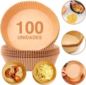 Kit com 100 formas descartáveis de papel para Air Fryer, forro Antiaderente para fritadeiras à ar