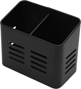 Mimo Style Porta Utensílios Retangular Duplo de Aço Inoxidável na Cor Preta, Suporte de Talheres Resistente para uso Doméstico e Ideal Para Cozinha, Casa, e Escritório – Durável e de Qualidade