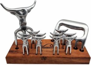 Kit Garfo Tridente + Garra de Urso com 10 Garfos para Petiscos e Churrasco, Ideal para Servir Aperitivos com Estilo e Praticidade em Reuniões e Festas – WOODBULL.