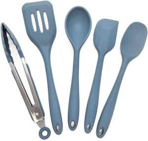 Oikos – Kit Utensílios de Silicone com Pegador Azul 5 Peças