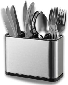 Escorredor de Talheres Aço Inox Premium – Organizador de Utensílios para Pia de Cozinha, Porta Talheres Multiuso com Drenagem Eficiente, Design Compacto e Moderno, Durável e Anticorrosão