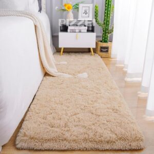 Tapete Felpudo Peludo de Luxo para Quarto, 3D Shaggy, Cinza, Super Macio, Decorativo (Bege)