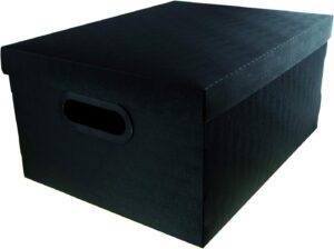 Caixa Organizadora Linho Media Preta, Protêa, 2192.P.0005