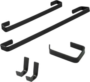 rio design99 Kit Acessórios Para Banheiro Peças Quadrado Preto Fosco Alumínio Porta Toalha
