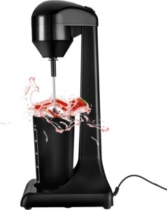 Mixer Elétrico 2 em 1,com copo de medição,Mixer Misturador de Bebidas Batedor Espumador,para Bebidas e Plástico com Suporte Adequado para cozinhas, cafés,escritórios.