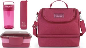 Bolsa Térmica Marmita Copo Porta Talher Kit 4 Peças Jacki Design Joy/Bordô