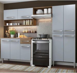 Cozinha Compacta Madesa Emilly Pop Com Armário e Balcão – Rustic/cinza