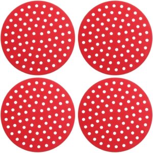 Kit Com 04 Almofadas 20cm Tapete Forro De Silicone Para Proteção De Fogão De Indução Air Fryer Ideal Para Proteger A Boca Do Fogão (Vermelho)