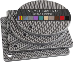 Tapetes de silicone para trivetes, suportes de panela de silicone para panelas e frigideiras, tapetes resistentes ao calor para mesas, bancadas, descanso de colher e porta-copos grandes, pacote com 4