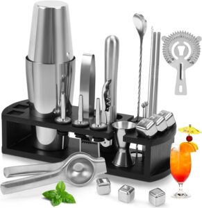Coqueteleira Inox, Kit Coqueteleira 23 Peças, Kit Drink, Kit Barman, Kit Bartender, Coqueteleira Drink, Kit Drinks e Coqueteis, Kit Bar, Kit Coqueteleira Profissional