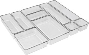 Organizador Modular Acrimet para Gavetas, Bancadas e Armários, Plástico Transparente, Kit com 10 Potes Tamanhos Sortidos