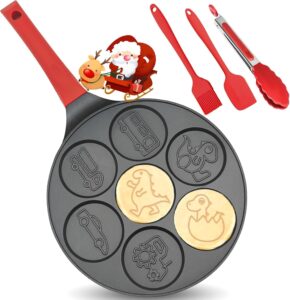 Panela para Panquecas – 7 Moldes Animais Fofos – Frigideira Antiaderente – 7 Xícaras – Preta – 46 cm x 26.8 cm x 6 cm