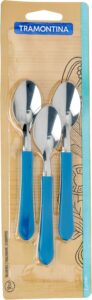Conjunto Colher Cha Inox 3pcs Leme Azul Tramontina