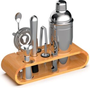 Kit Coqueteleira, Kit Bartender, Kit Barman,Coqueteleira Inox, Kit Drink, Kit Bar, Coqueteleira Drink, Utensílios de Bar, com 10 Peças Drinks Barman, 550ml Kit Barman
