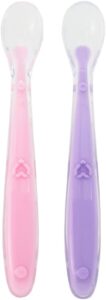 BUBA Kit Colher Silicone Baby – 2 Pecas – Rosa/Lilás