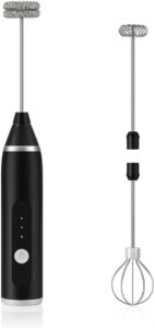 Misturador de Bebidas e Batedor de Ovos Elétrico, Mixer 2 em 1, 3 Velocidades, Recarregável por USB
