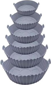 Forma de Silicone para Air Fryer, 6 Unidades, Silicone para Air Fryer, Reutilizável, Antiaderente (cinza)