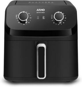 Fritadeira Sem Óleo Arno Air Fryer Mega AFM7, 7,5L, Tecnologia Extra Crocância, Super Silenciosa, Preta, 1700W, 220V