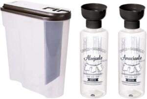 Kit Lavanderia 3 Peças Porta Sabão Em Pó Alvejante Amaciante – Plasútil