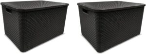 KIT C/ 2 CAIXAS ORGANIZADORAS RATTAN 20L C/TAMPA PRETA