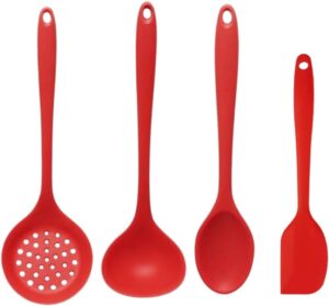 Jogo Utensílios Cozinha Silicone Colher Concha Escumadeira Espátula