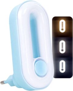 Luminária de Tomada Parede Luz Noturna Led Quarto Infantil com 3 Modos de iluminação – Luz Suave e Confortável 0,4W (AZUL)