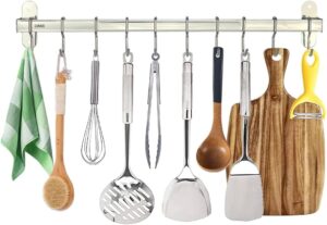 LUMAI Suporte Porta-Utensílios de Cozinha em Aço Inoxidável SUS304 com 10 Ganchos, Resistente à Ferrugem e Fácil de Limpar, Organizador Prático para Pendurar Colheres, Espátulas e Peneiras