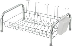 Escorredor de Louça Cromado 12 Pratos Suporte 05 Copos Porta Talher Plástico Cozinha Secador