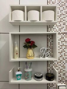 Kit Nicho Prateleira Organizador 50 CM – 3 peças para Banheiro Salão de Beleza Quarto – Cor Branco MDF ótimo acabamento 50 cm