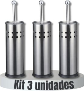 Kit 3 Escova Vaso Sanitário Limpar Privada Banheiro Inox