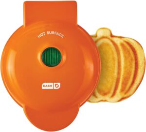 DASH DMWP001OR Mini fabricante para waffles individuais, Hash Browns, Keto Chaffles com superfícies antiaderentes fáceis de limpar, 10 cm, abóbora laranja