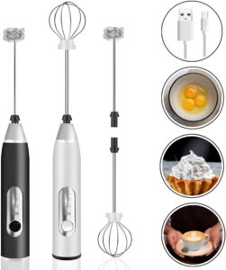 Mini Mixer Misturador de Bebidas Batedor de Ovos Processador Elétrico Recarregável Portátil Inox Fuê Multiuso Premium Turbo Sem Fio Carregamento Usb Três Velocidades