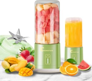 Espremedor automático portátil de 10 lâminas liquidificador de vidro de 400ML Mixer Juice Garrafa adequado para sucos vegetais frutas (Verde)