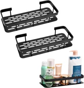 Kit 2 Prateleiras de Alumínio para Banheiro, Cozinha, Lavanderia e Suporta até 20 Kg – Organizador de Parede para Shampoo, Sabonete, Sem Furar Parade, Estilo Moderno e Funcional com Fixação Adesiva