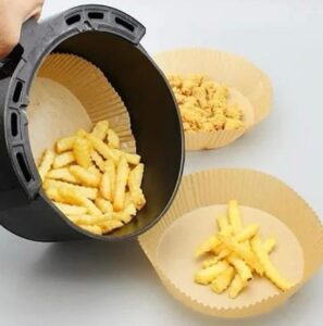 Forro de Papel para Airfryer – 100 Unidades Descartáveis e Antiaderentes, Protege sua Airfryer, Evita Gordura e Sujeira, Ideal para Culinária Rápida!