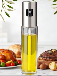 Borrifador Spray de Óleo e Azeite para Cozinha 100ml – Spray Pulverizador Recarregável em Vidro para Temperar, Grelhar e Assar – Ideal para Controle de Óleo