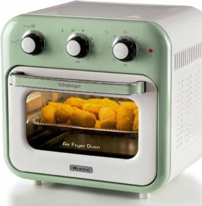 Ariete 4632, Fritadeira 2 em 1, Air Fryer e Forno Elétrico Vintage Verde, Capacidade de 16 Litros, 1400 Wats, Porta Transparente – 127V
