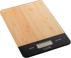 LYOR – Balança de Cozinha Digital de Vidro com Estampa de Bambu 5kg