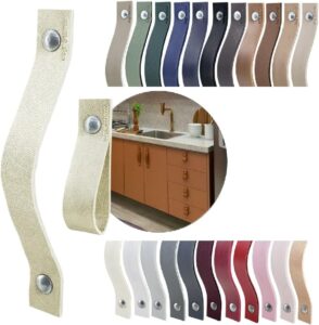 Kit com 16 Puxadores Alça Full Parafuso para Móveis Armário Guarda Roupa Gaveta Porta Baús Caixas Bandeja Cesto Tábua – Cor Textura de Couro