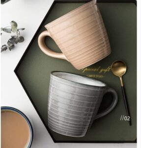 RHRYTCH Xícara de chá, canecas de café de cerâmica, conjunto de xícaras de café expresso de porcelana, caneca, caneca de café, casal casa design espiral simples xícara de chá xícara de chá de cerâmica