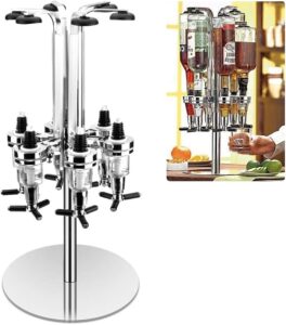 Estação de bar profissional – Suporte giratório para bebidas com 6 garrafas – Dispensador de álcool com suporte para garrafa de bebidas