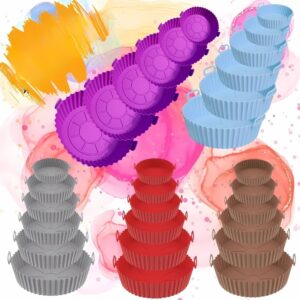 Kit 6 Formas De Silicone Premium Para Air Fryer Fritadeira Forro Reutilizável – Livre De BPA Lávavel (CORES CONFORME ESTOQUE)