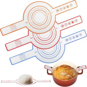 YJWYDM Pacote com 3 estilingue de silicone para forno holandês, reutilizável e antiderrapante, suprimentos para assar pão, tapetes de silicone com alças longas, forro de assadeira para massa
