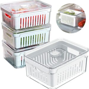 Organizador de Geladeira. Kit Organização de Cozinha 4 Organizadores Geladeira de 2,8L Organizador Acrilico Kit Cozinha para Guardar Alimentos Itens de Cozinha Acessórios de Cozinha
