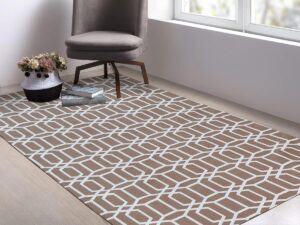 Tapete Sala Quarto Roma Antiderrapante em Jacquard – 1,40×2,00m (Diamantes Caramelo)
