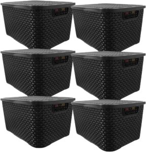 Caixa Plastica Organizadora Rattan Preto 7 Litros Kit 6 Unid