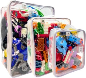 Kit 3 Organizador Brinquedos Ursinhos Carrinhos Empilhável Guarda Roupa C/Zíper Dobravél 1P + 1M + 1 G – bubag