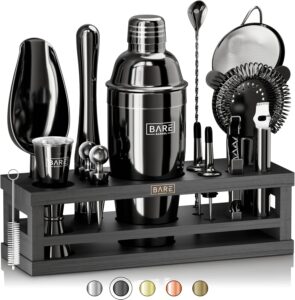 BARE BARREL® Mixology Bartender Kit de bar | Conjunto de coqueteleira de 16 peças | Ferramentas de mistura de martini barware para bar em casa | Incluindo 35 cartões de receita | Conjunto de presente