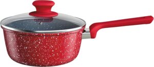 Panela 20 cm ColorStone de alumínio com antiaderente e tampa de vidro, Volcano,ALU8501-VO, Euro Home